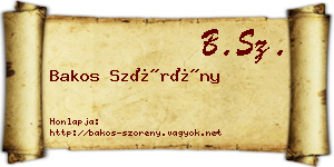 Bakos Szörény névjegykártya